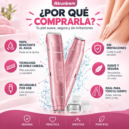 Depiladora Eléctrica 2 en 1 Para Mujer, De doble cabezal